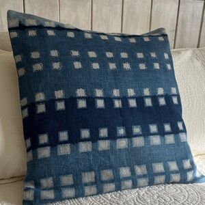 West Elm Linen Blend #1 Pillow Cover 20"X20" Zipper Geometric Blue White